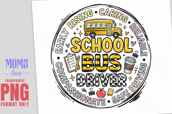 Celebrate Unsung Heroes: School Bus Driver Png Sublimation Design