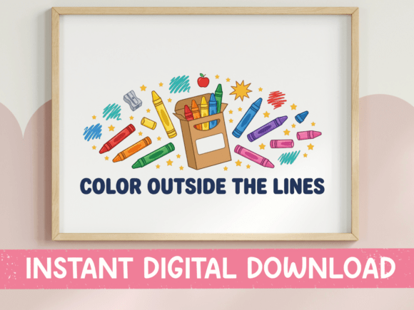 Color Outside the Lines Crayon Design: A Playful Creative Asset