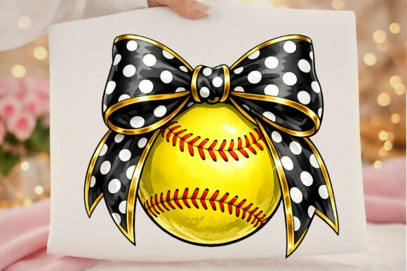 Coquette Bow Softball Png T-Shirt Design