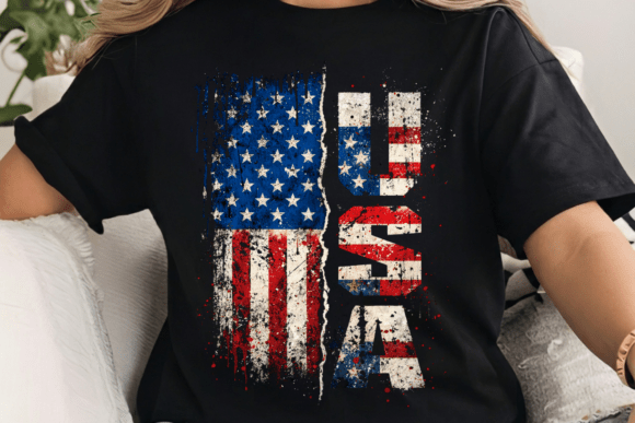 Distressed USA Flag PNG Shirt: Rugged Patriotic Design