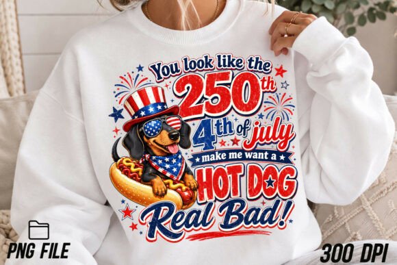 Funny 4th July Shirt: Hot Dog Lover PNG Design