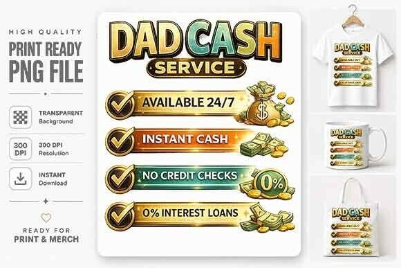 Funny Dad Money Shirt PNG: A Playful Design for Apparel and Crafts