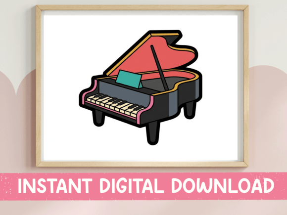Grand Piano Cartoon Clipart: A Polished Design for Music Lovers