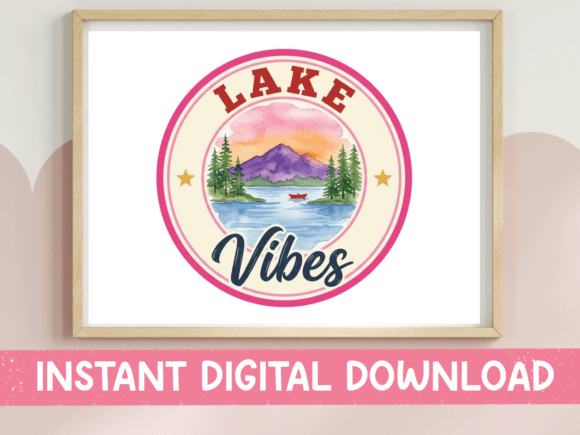 Lake Vibes Round Badge: Your Go-To Summer Design Asset