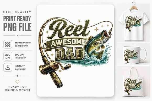 Reel Awesome Dad Shirt PNG: A Designer's Catch