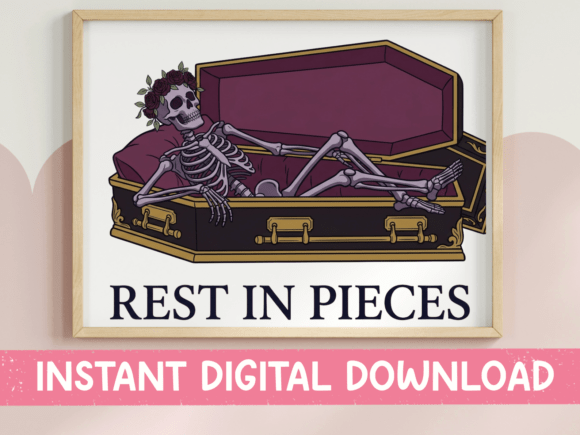 Rest in Pieces Skeleton Coffin SVG: A Halloween Design Essential
