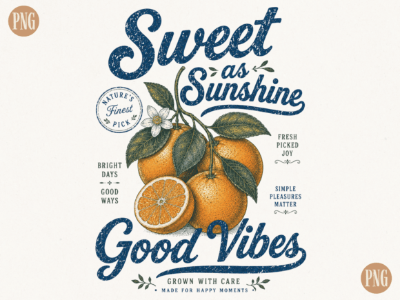 Sweet As Sunshine Good Vibes PNG | Vinta: A Burst of Retro Optimism
