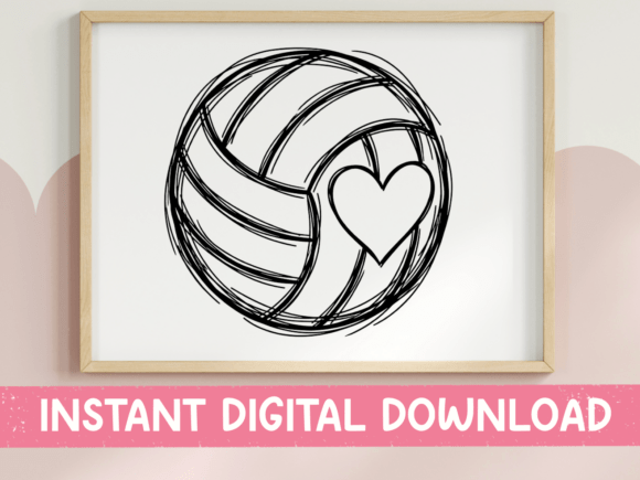 Volleyball Heart SVG PNG Sketch Design: Unleash Athletic Creativity